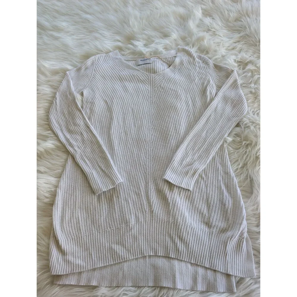 Old Navy White Tunic Long Pullover Sweater, Size Small